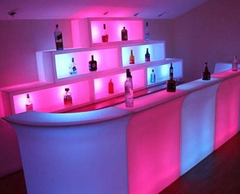 Barra coctel led para eventos, de colores rgb y efectos controlables - Barra coctel led - scratch perú.