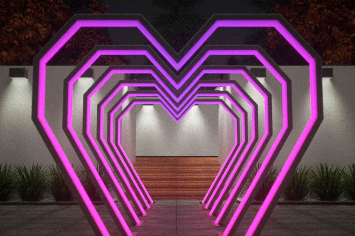 Tunel corazon pixel led para eventos